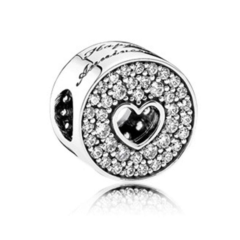 New Silver Color Feather Crown Safety Chain Owl Love Beads Tower Pendant Fit Pandora Charms Bracelets DIY Women Original Jewelry