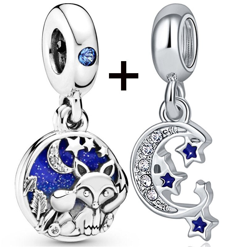 Seialoy 2pcs/lot Aircraft Earth Beads Charm Star Astronaut Pendant Rainbow Unicorn Dangle DIY Jewelry Bracelets Accessory