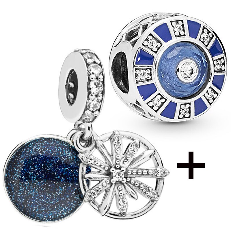 Seialoy 2pcs/lot Blue Ice Snow Charm Castle Princess Beaded High Heels Snowflake Pendant DIY Beacelets Accessory Gift