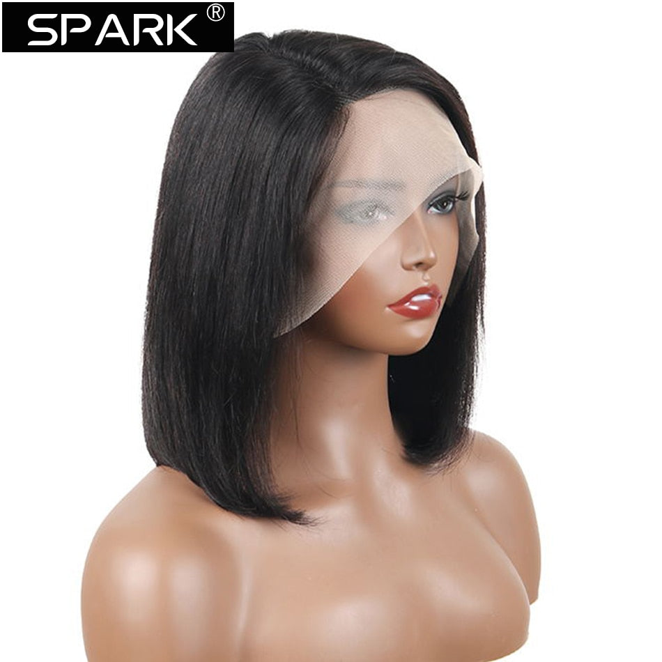 Short Bob Human Hair Wigs Brazilian 13X4 Glueless Straight Lace Front Wigs For Women Transparent Lace Pre Plucked Bone Bob Wig