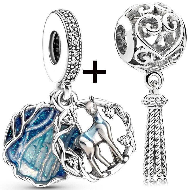 Seialoy 2pcs/lot Aircraft Earth Beads Charm Star Astronaut Pendant Rainbow Unicorn Dangle DIY Jewelry Bracelets Accessory
