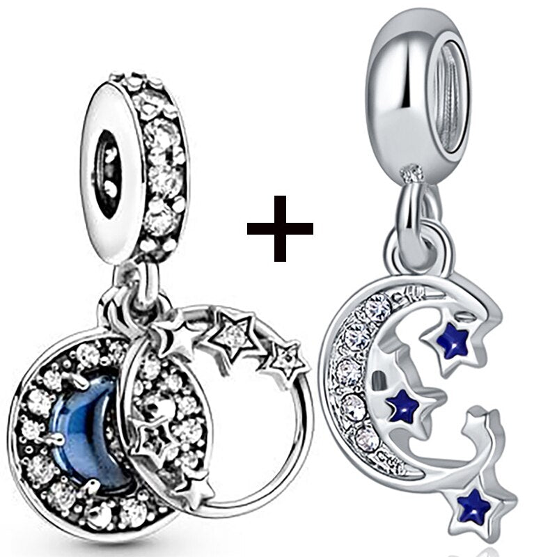 Seialoy 2pcs/lot Aircraft Earth Beads Charm Star Astronaut Pendant Rainbow Unicorn Dangle DIY Jewelry Bracelets Accessory
