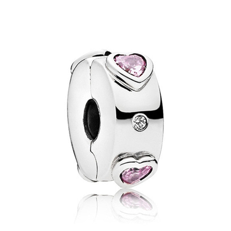 Pink Color Crystal Beads Heart Ladybug Love Flower Pendant Bracelet DIY Charm Lady Jewelry Gift