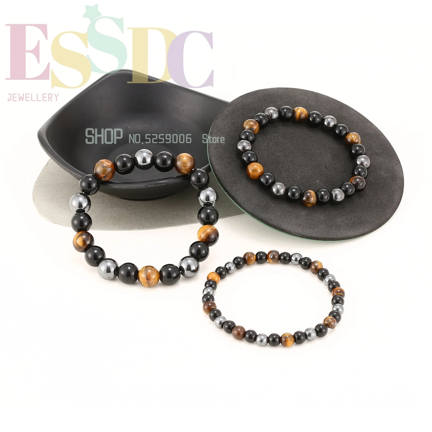 Natural Men for Magnetic Health Protection Tiger Eye Black Obsidian Hematite Beads Bracelets Women Soul Jewelry Gift for Family