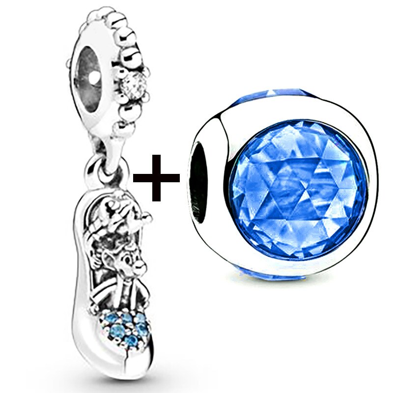 Seialoy 2pcs/lot Blue Ice Snow Charm Castle Princess Beaded High Heels Snowflake Pendant DIY Beacelets Accessory Gift