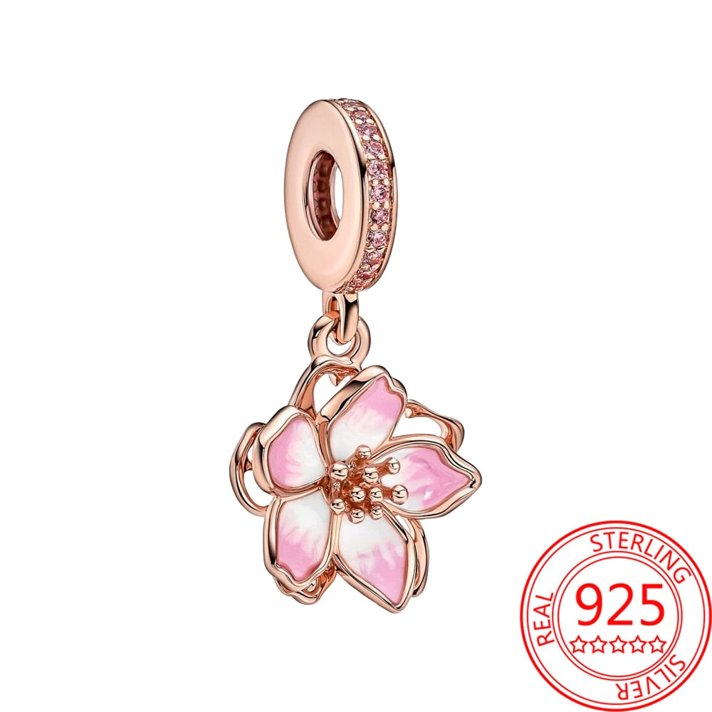 New 925 Sterling Silver Rose Gold Couple Dangle Charms Fit 925 Original Women Bracelet Beads Charm for Pendant Necklace Jewelry