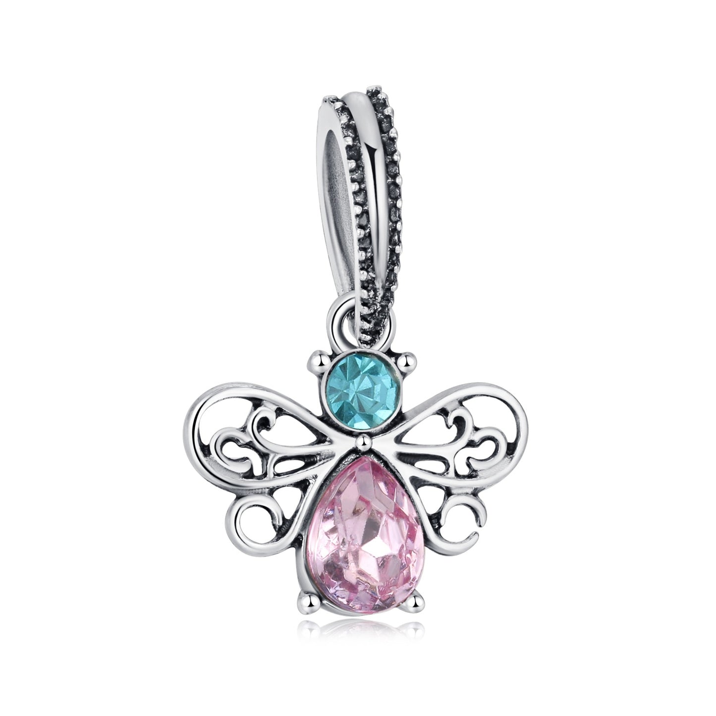 Pink Color Crystal Beads Heart Ladybug Love Flower Pendant Bracelet DIY Charm Lady Jewelry Gift