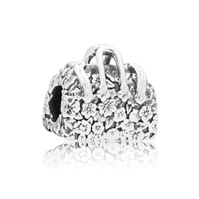 New Silver Color Feather Crown Safety Chain Owl Love Beads Tower Pendant Fit Pandora Charms Bracelets DIY Women Original Jewelry