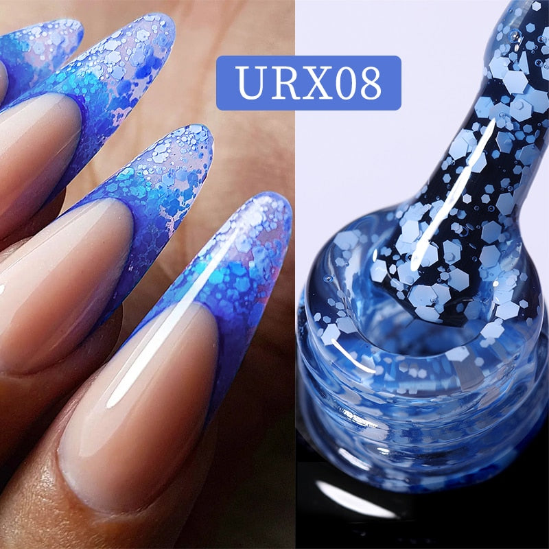 UR SUGAR 7ml Snowflakes Gel Nail Polish Varnish Glitter White Sequins Soak Off UV LED Semi Permanent Nail Art Design