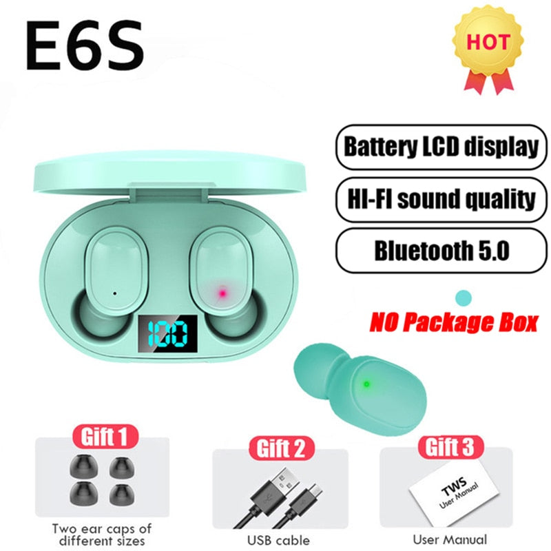 TWS E6S Bluetooth Earphones Wireless bluetooth headset Noise Cancelling Headsets With Microphone Headphones For Xiaomi Redmi