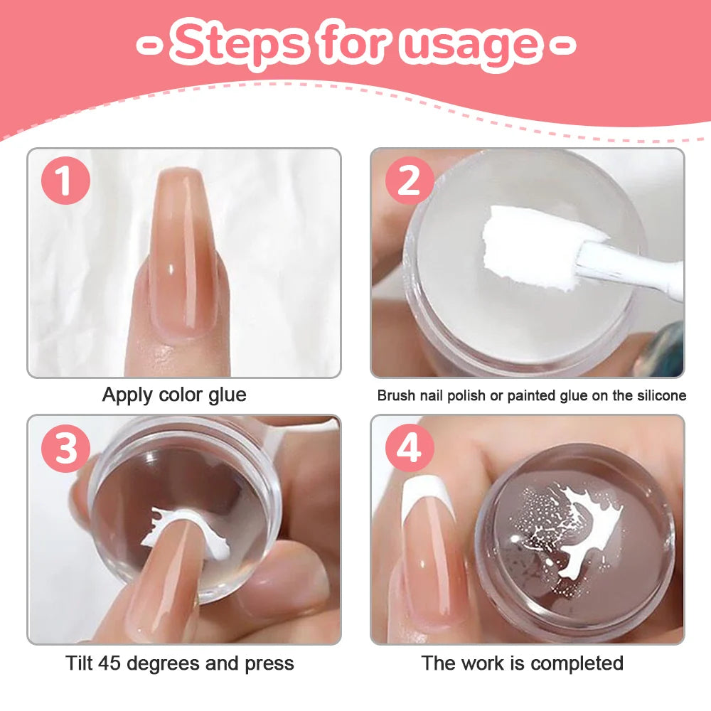 Transparent Nail Stamper With Scraper 2pcs Jelly Silicone Stamp For French Nails Manicuring Kits Nail Art Stamping Tool Set