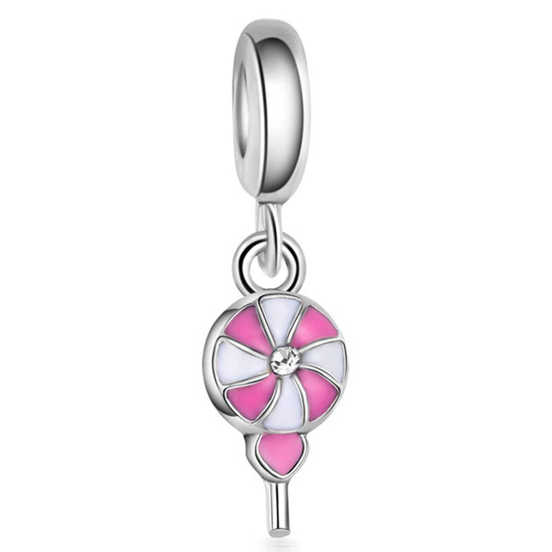 Pink Color Crystal Beads Heart Ladybug Love Flower Pendant Bracelet DIY Charm Lady Jewelry Gift