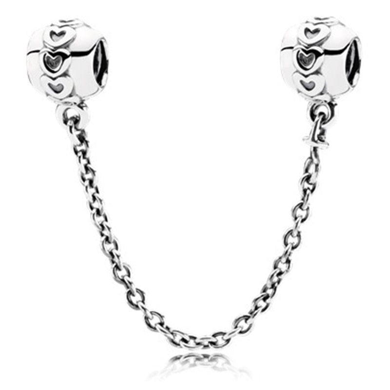 New Feather Crown Safety Chain Owl Love Bead Tower Pendant Fit Original Pandora Charms Silver Color Bracelet DIY Women Jewelry
