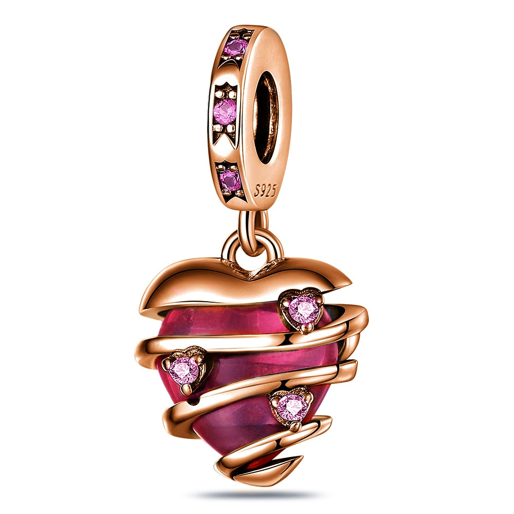 New 925 Sterling Silver Rose Gold Couple Dangle Charms Fit 925 Original Women Bracelet Beads Charm for Pendant Necklace Jewelry