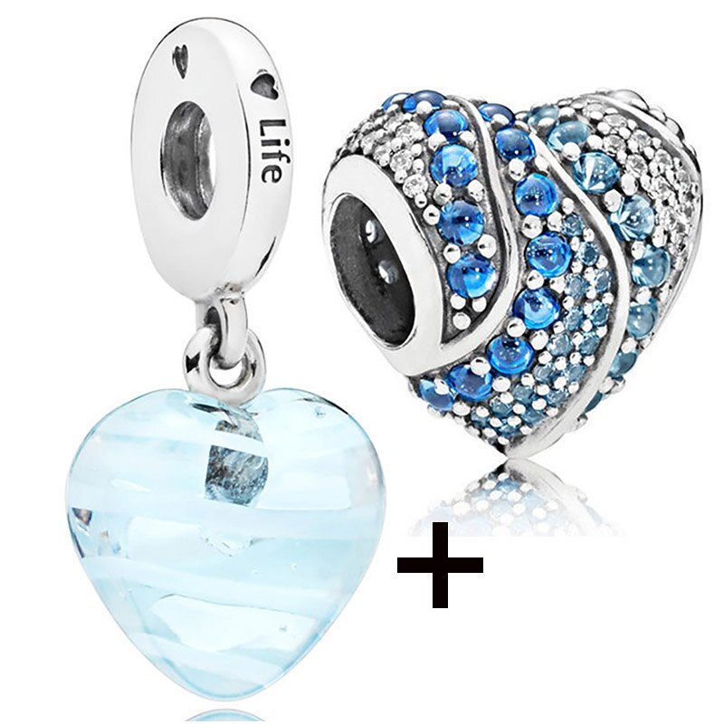 Seialoy 2pcs/lot Blue Ice Snow Charm Castle Princess Beaded High Heels Snowflake Pendant DIY Beacelets Accessory Gift