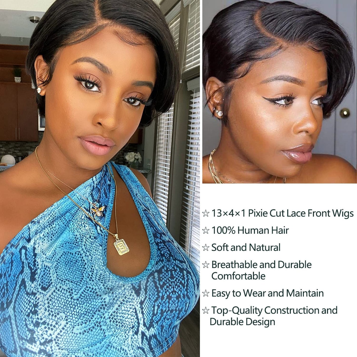 Short Pixie Cut Bob Human Hair Wig Lace Front Wigs Brazilian Straight Closure Wig Short Bob Lace Front Wigs For Women PrePlucked