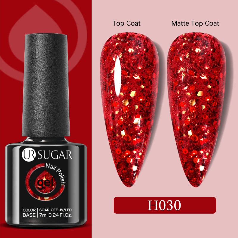UR SUGAR 7ml Snowflakes Gel Nail Polish Varnish Glitter White Sequins Soak Off UV LED Semi Permanent Nail Art Design