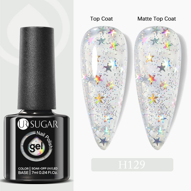 UR SUGAR 7ml Snowflakes Gel Nail Polish Varnish Glitter White Sequins Soak Off UV LED Semi Permanent Nail Art Design