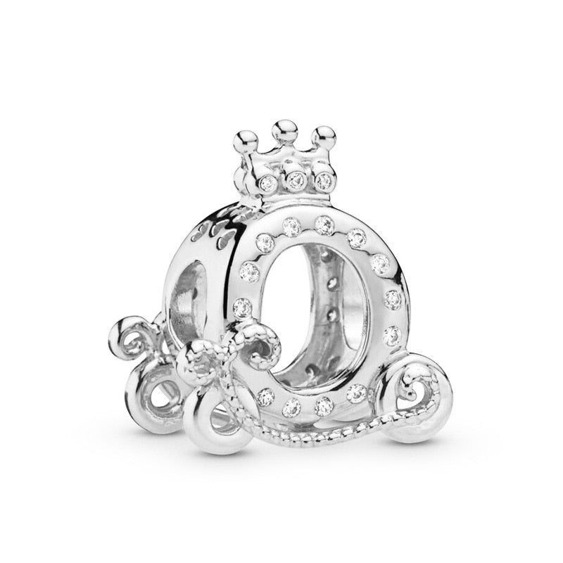 New Feather Crown Safety Chain Owl Love Bead Tower Pendant Fit Original Pandora Charms Silver Color Bracelet DIY Women Jewelry