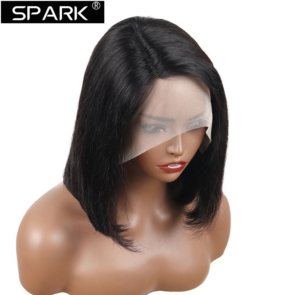 Short Bob Human Hair Wigs Brazilian 13X4 Glueless Straight Lace Front Wigs For Women Transparent Lace Pre Plucked Bone Bob Wig