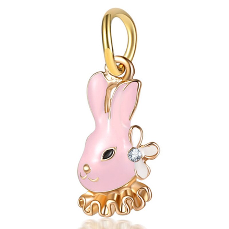 Pink Color Crystal Beads Heart Ladybug Love Flower Pendant Bracelet DIY Charm Lady Jewelry Gift