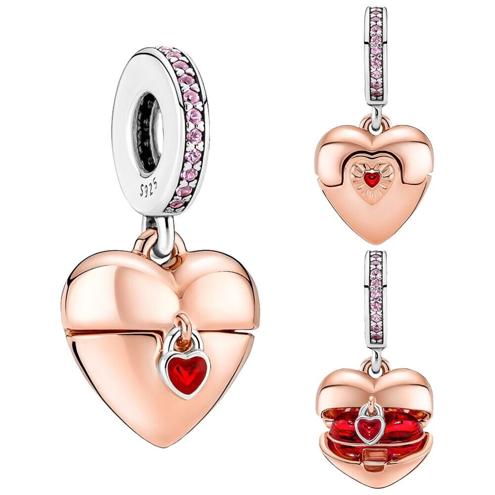 New 925 Sterling Silver Rose Gold Couple Dangle Charms Fit 925 Original Women Bracelet Beads Charm for Pendant Necklace Jewelry
