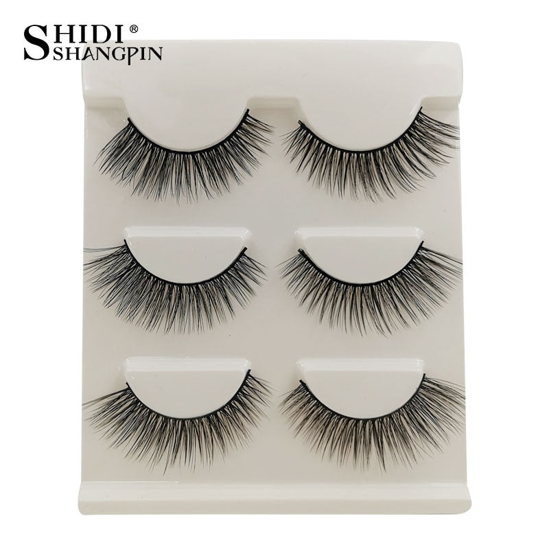 SHIDISHANGPIN 3/5 Pairs Half Eyelash Transparent Stalk Invisible Band Faux Mink Lashes Reusable False Eyelashes Natural Fluffy