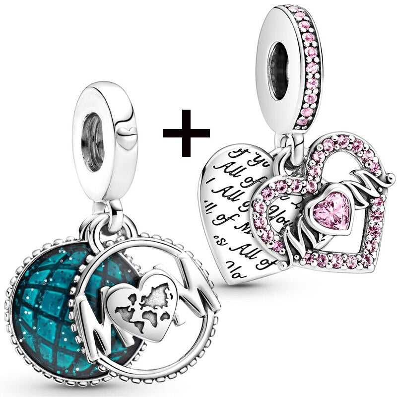 Seialoy 2pcs/lot Aircraft Earth Beads Charm Star Astronaut Pendant Rainbow Unicorn Dangle DIY Jewelry Bracelets Accessory