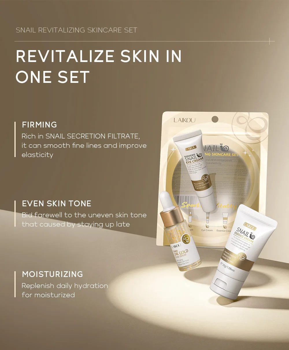 3pcs/set LAIKOU Vitamin C 24K Golden Sakura Skin Care Sets Face Cream Serum Eye Cream Moisturizing Face Care Kit