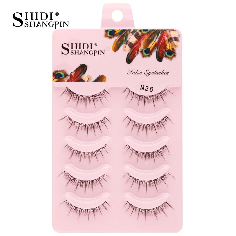 SHIDISHANGPIN 3/5 Pairs Half Eyelash Transparent Stalk Invisible Band Faux Mink Lashes Reusable False Eyelashes Natural Fluffy