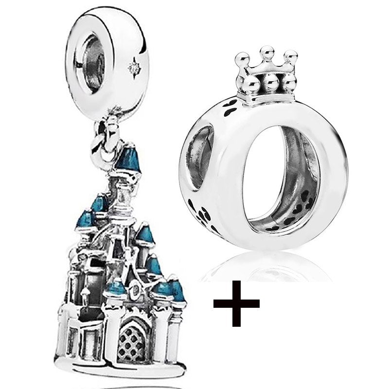 Seialoy 2pcs/lot Blue Ice Snow Charm Castle Princess Beaded High Heels Snowflake Pendant DIY Beacelets Accessory Gift