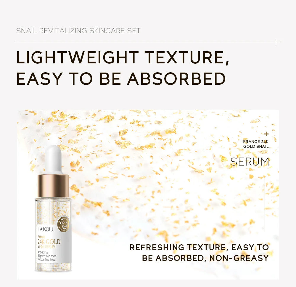 3pcs/set LAIKOU Vitamin C 24K Golden Sakura Skin Care Sets Face Cream Serum Eye Cream Moisturizing Face Care Kit
