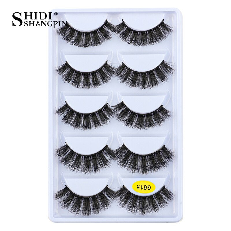 SHIDISHANGPIN 3/5 Pairs Half Eyelash Transparent Stalk Invisible Band Faux Mink Lashes Reusable False Eyelashes Natural Fluffy