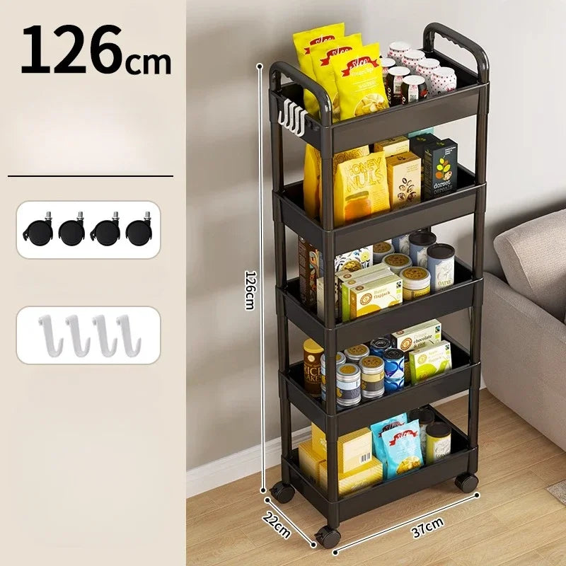 Household Multi-layer Small Cart Storage Rack Floor To Floor Kitchen Bedroom Bathroom Storage Rack Storage Rack With Wheels