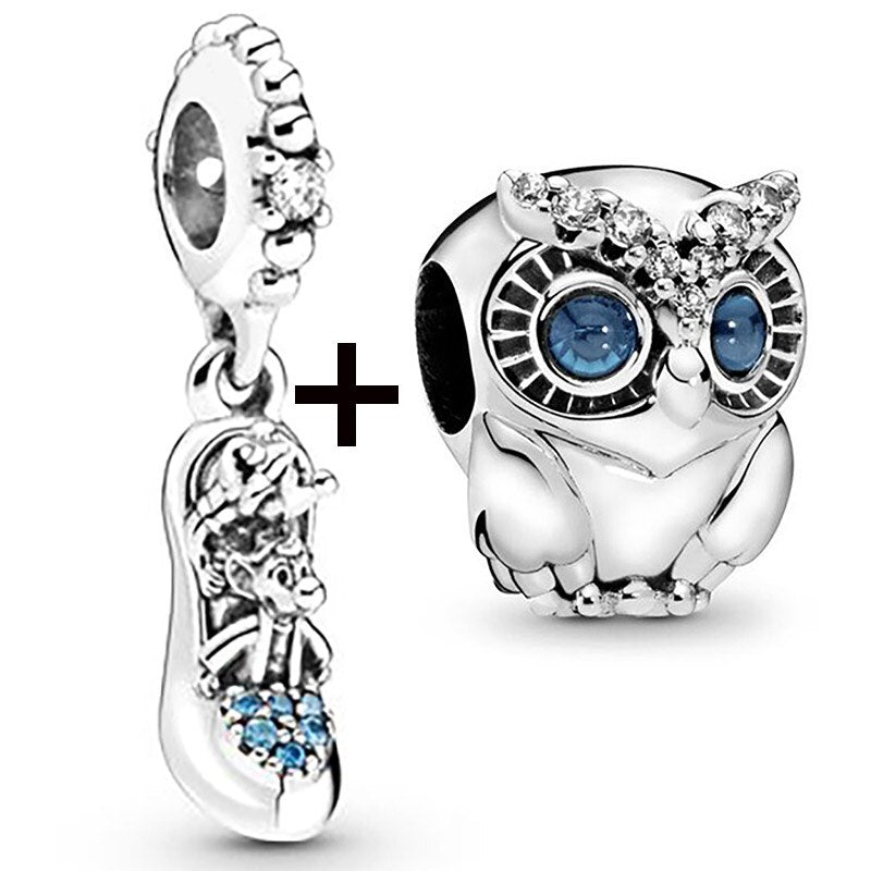 Seialoy 2pcs/lot Blue Ice Snow Charm Castle Princess Beaded High Heels Snowflake Pendant DIY Beacelets Accessory Gift