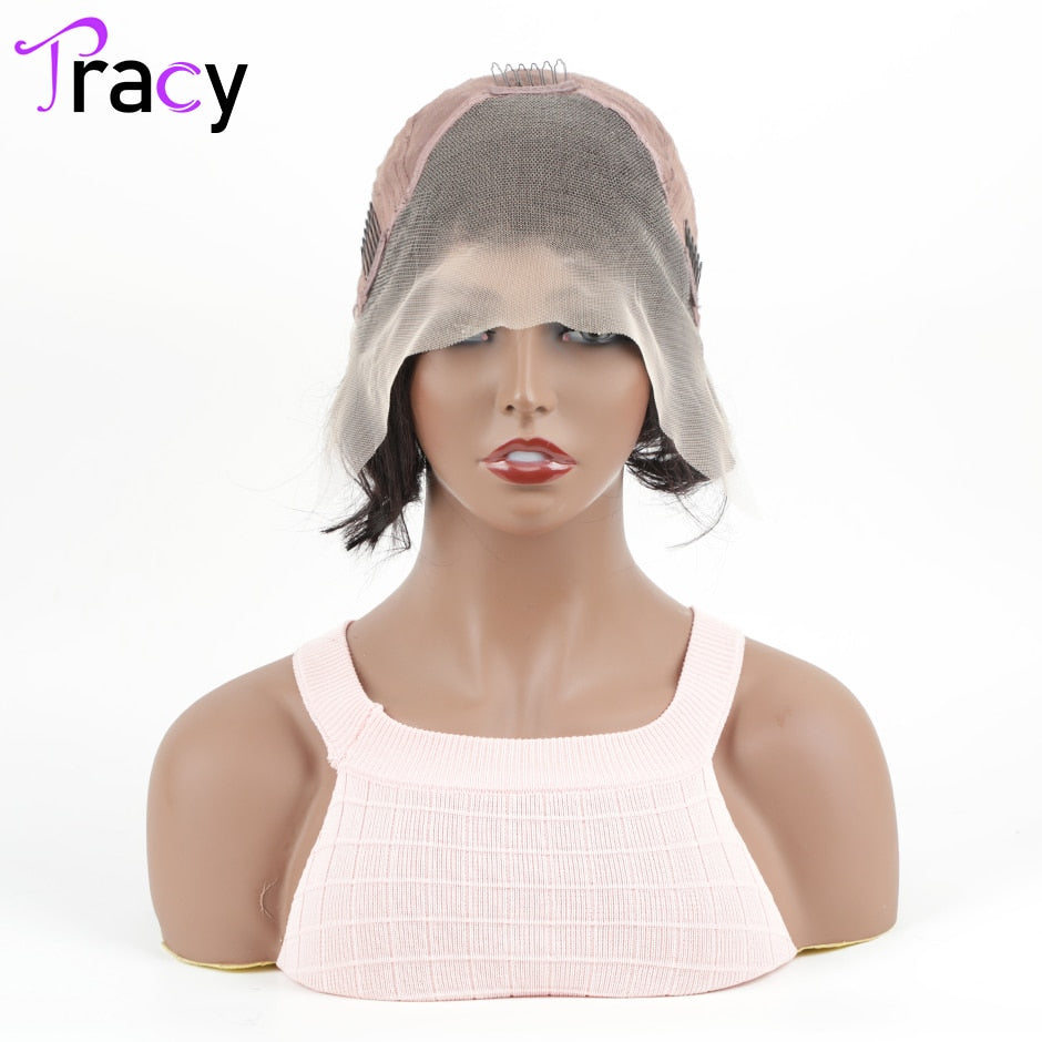 Tracy Hair Pixie Cut Straight 13x4 HD Transparent Lace Front wig Short Human Hair Wigs Remy Hair for Women