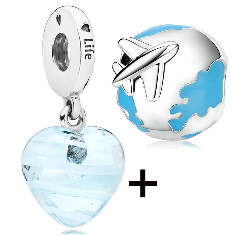 Seialoy 2pcs/lot Blue Ice Snow Charm Castle Princess Beaded High Heels Snowflake Pendant DIY Beacelets Accessory Gift