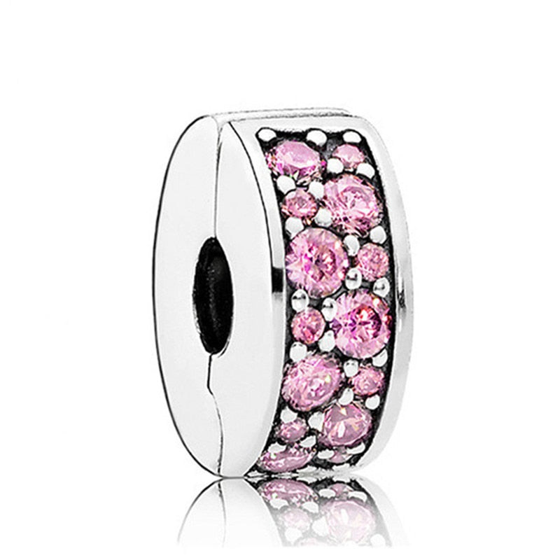 Pink Color Crystal Beads Heart Ladybug Love Flower Pendant Bracelet DIY Charm Lady Jewelry Gift
