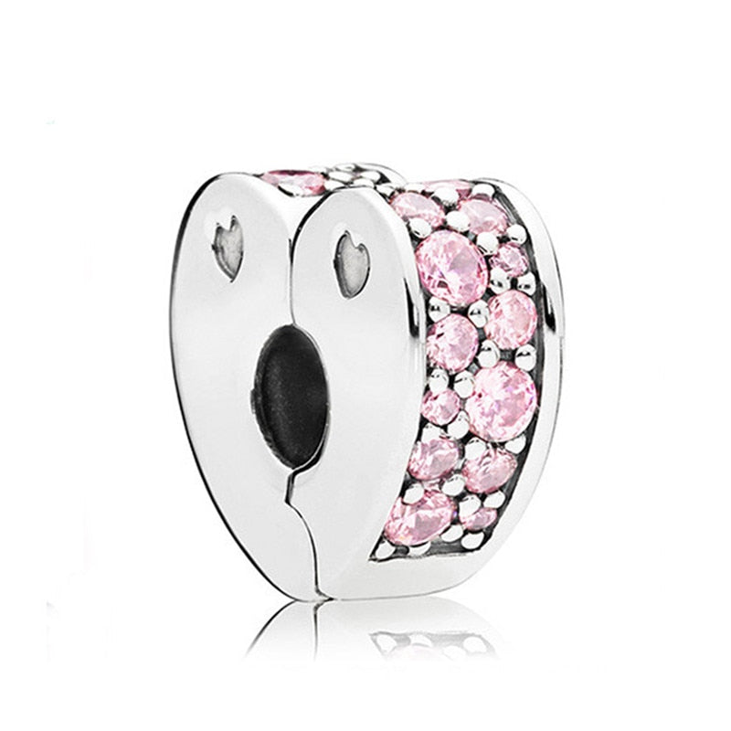 Pink Color Crystal Beads Heart Ladybug Love Flower Pendant Bracelet DIY Charm Lady Jewelry Gift