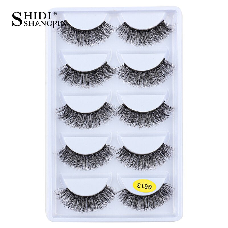 SHIDISHANGPIN 3/5 Pairs Half Eyelash Transparent Stalk Invisible Band Faux Mink Lashes Reusable False Eyelashes Natural Fluffy