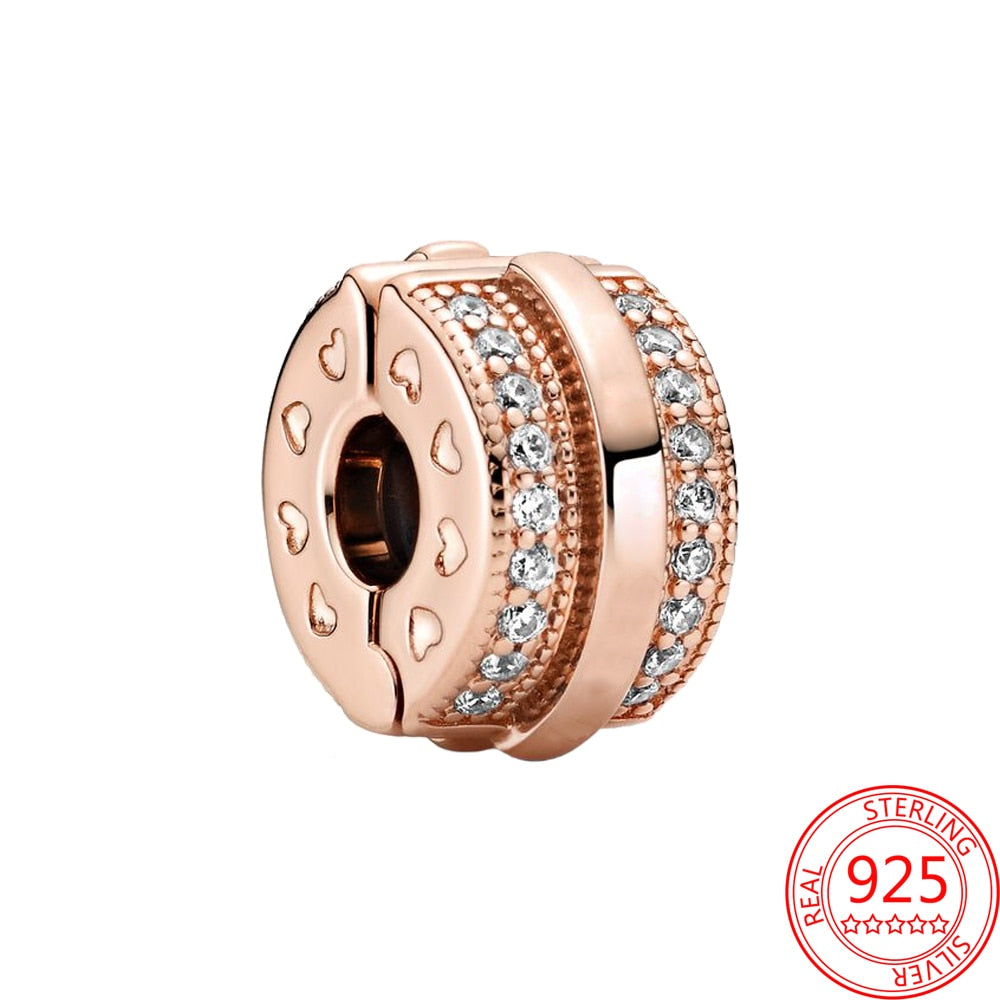 New 925 Sterling Silver Rose Gold Couple Dangle Charms Fit 925 Original Women Bracelet Beads Charm for Pendant Necklace Jewelry
