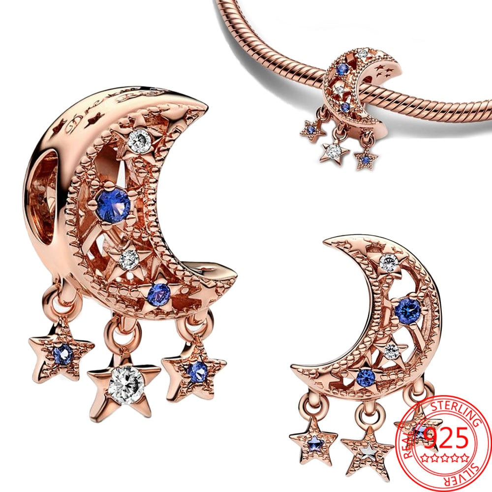 New 925 Sterling Silver Rose Gold Couple Dangle Charms Fit 925 Original Women Bracelet Beads Charm for Pendant Necklace Jewelry