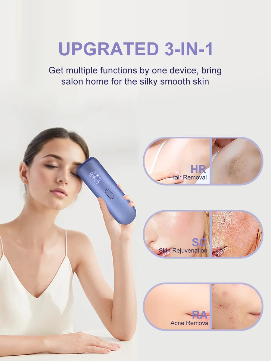 3in1 Portable Laser Hair Removal for Women Cooling Rejuvenation Acne Remove Permanent Bikini Trimmer Free Shipping IPL EpFilator