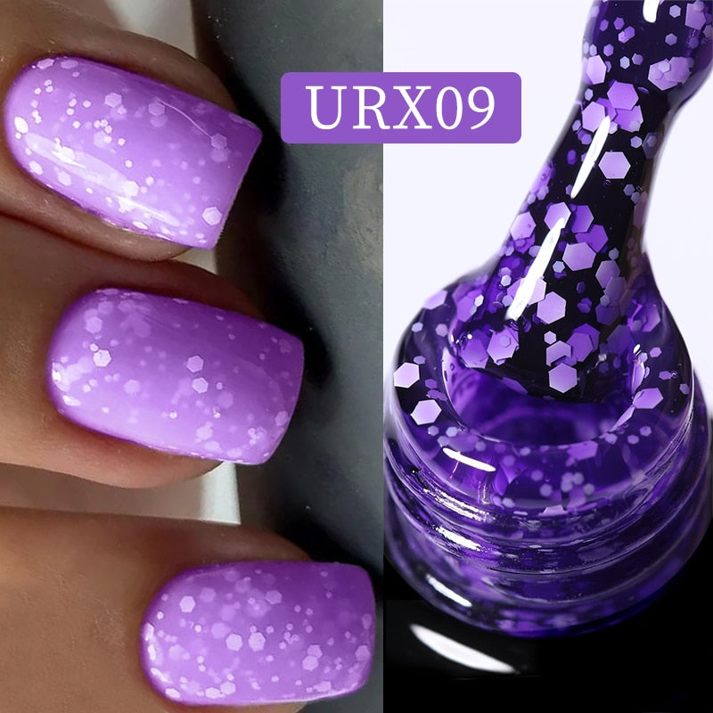UR SUGAR 7ml Snowflakes Gel Nail Polish Varnish Glitter White Sequins Soak Off UV LED Semi Permanent Nail Art Design