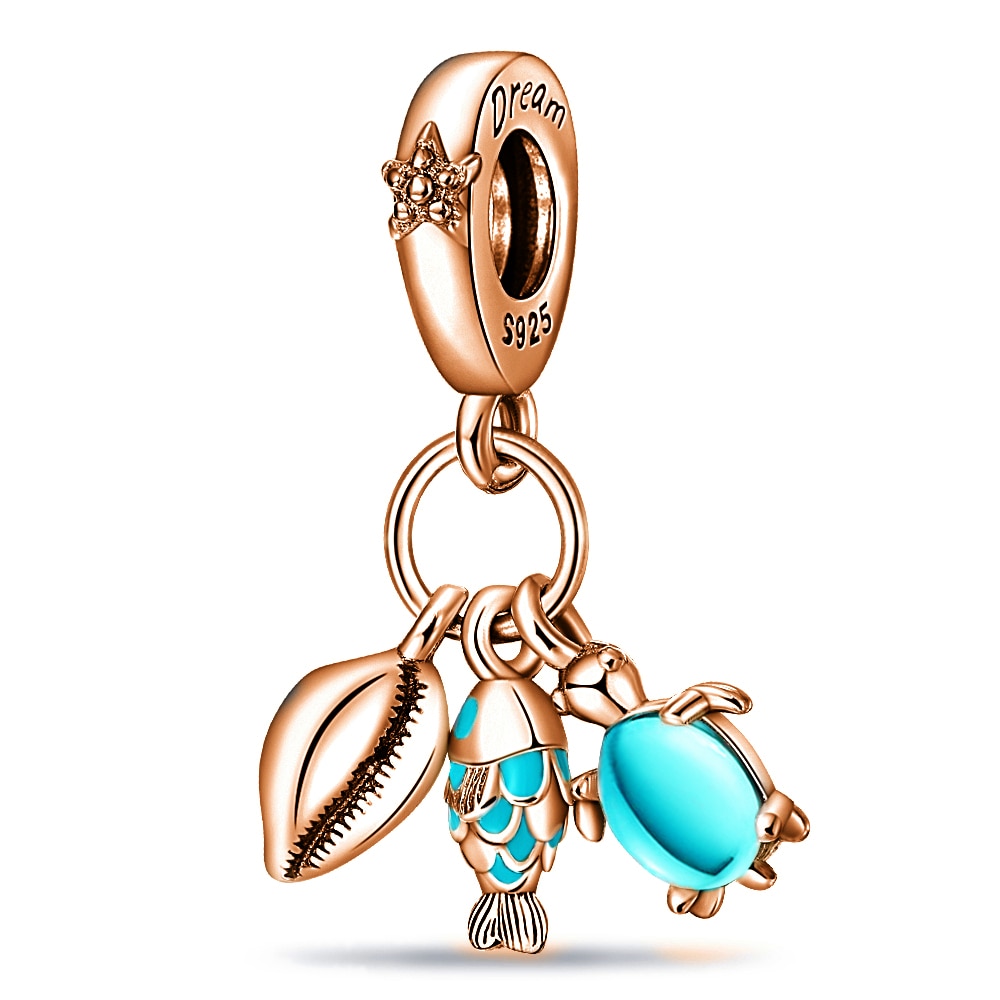 New 925 Sterling Silver Rose Gold Couple Dangle Charms Fit 925 Original Women Bracelet Beads Charm for Pendant Necklace Jewelry