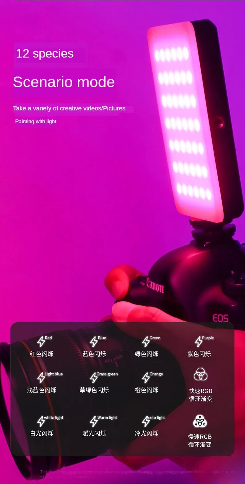 Phone Clip Fill Light RGB Flash Selfie Light Camera Phone Tablet Video Fill Light Portable Colorful Fill Light
