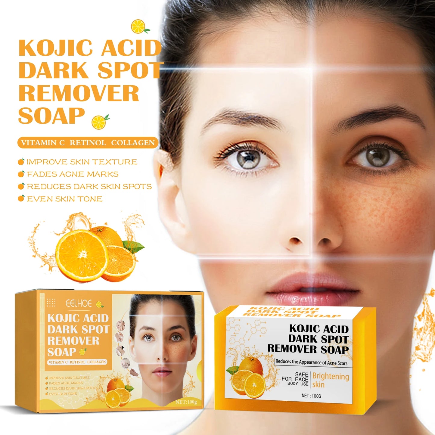 EELHOE Tartaric Acid Soap Dark Spot Reducing Pore Cleansing Exfoliating Skin Care Whitening Cleansing Soap