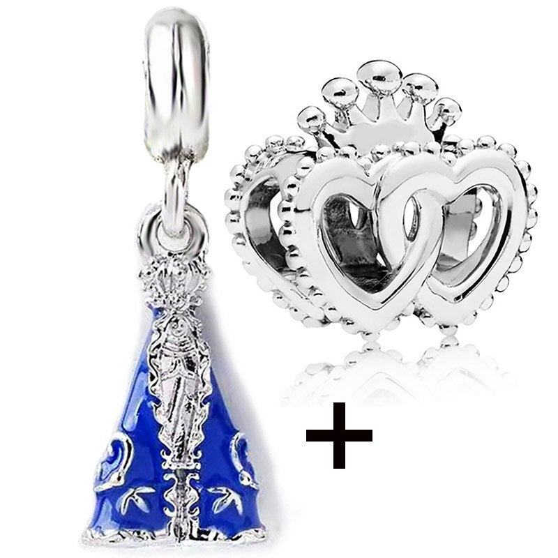 Seialoy 2pcs/lot Blue Ice Snow Charm Castle Princess Beaded High Heels Snowflake Pendant DIY Beacelets Accessory Gift