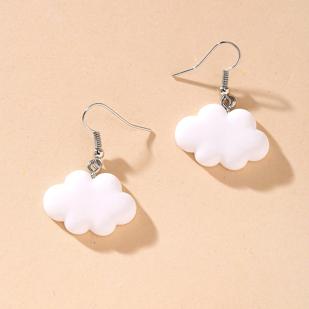 New Cute Duck White Cloud Stud Earrings Rainbow Delicate Clouds for Women Girls Ear Jewelry Wholesale Gifts Frog
