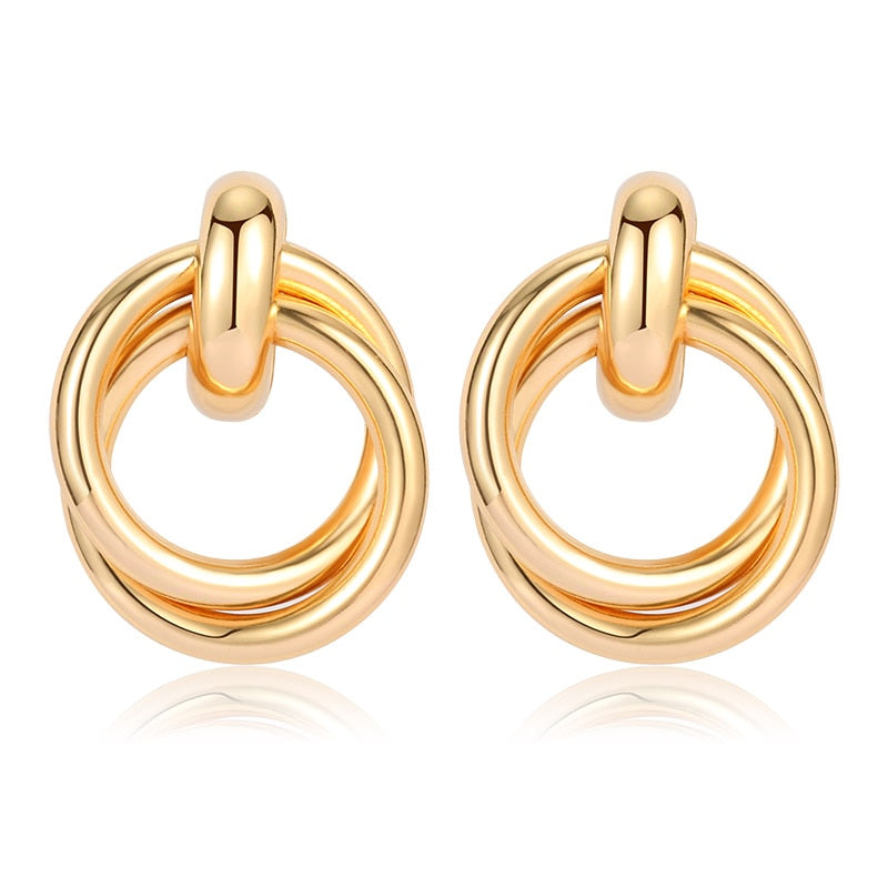 Women's Earrings Gold Unusual hoop Earrings for women Korean Vintage Geometry Metal Earrings 2021 Trendy Fashion Female Jewelry